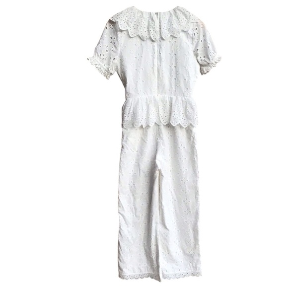 Anthropologie Eri + Ali White Eyelet Cropped Ruffle Eyelet Jumpsuit Size… - Picture 9 of 9